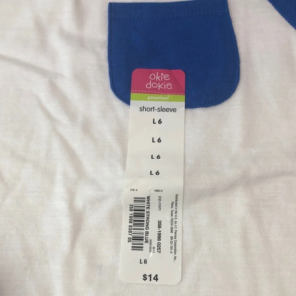 NEW Okie Dokie White Blue Tee shirt Multi Color Striped Leggings Top 6 pant 6X